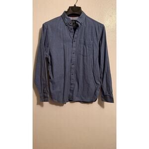 Blue Harbour Mens L 100% Cotton Long Sleeve Flannel Button Up Blue Mix Shirt